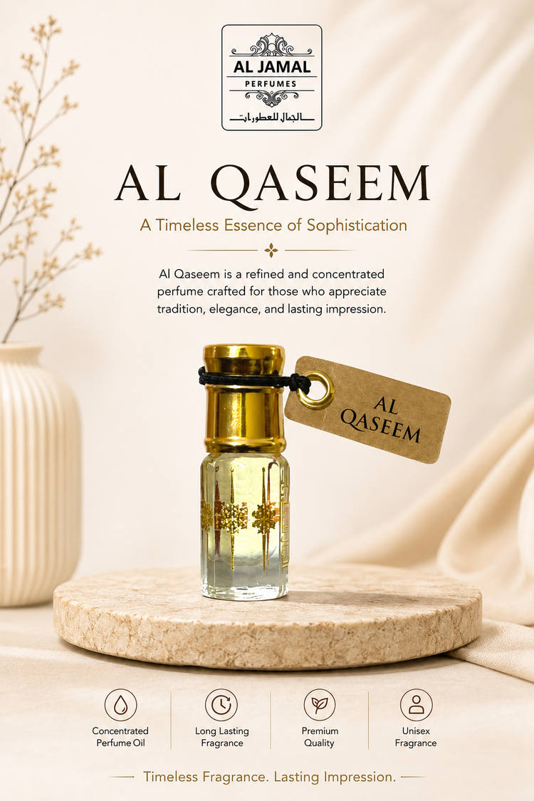 AL JAMAL Al Qaseem Attar Oil 3ml | Made With Natural Ingredients | Long Lasting