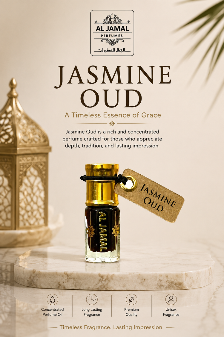 AL JAMAL Jasmine Oud Attar Oil 3ml | Made With Natural Ingredients | Long Lasting