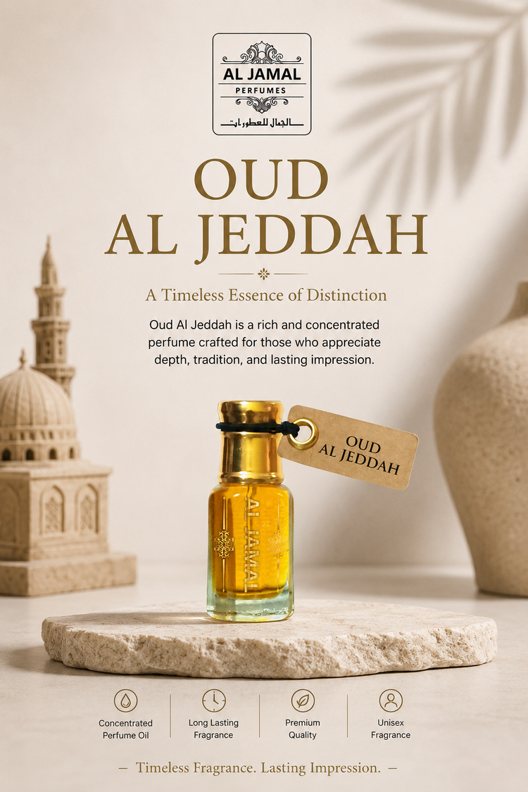 AL JAMAL Oud Al Jeddah Attar Oil 6ml | Made With Natural Ingredients | Long Lasting