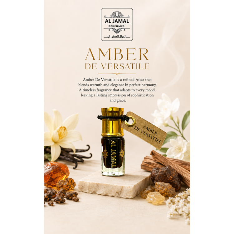 AL JAMAL Amber De Versatile Attar Oil 3ml | Made With Natural Ingredients | Long Lasting
