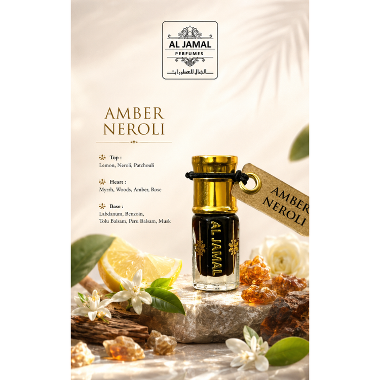 AL JAMAL Amber Neroli Attar Oil 3ml | Made With Natural Ingredients | Long Lasting