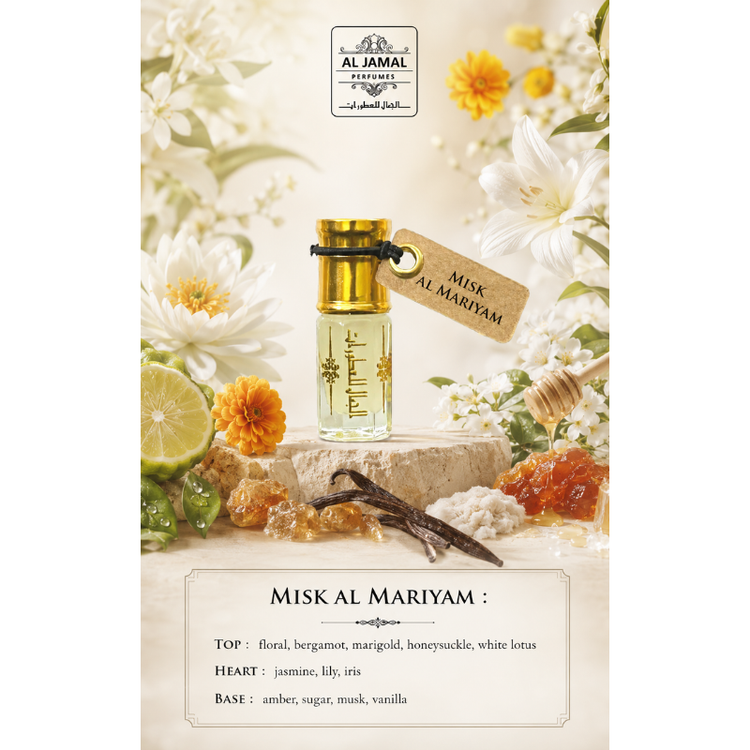 AL JAMAL Misk Al Mariyam Attar Oil 3ml | Made With Natural Ingredients | Long Lasting