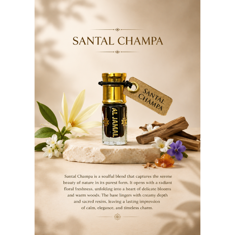 AL JAMAL Santal Champa Attar Oil 3ml | Made With Natural Ingredients | Long Lasting