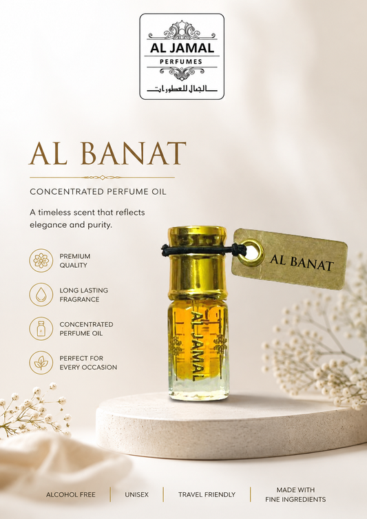 AL JAMAL Al Banat Attar Oil 3ml | Made With Natural Ingredients | Long Lasting