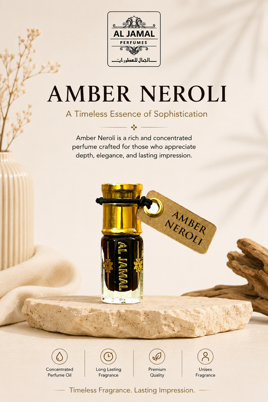 AL JAMAL Amber Neroli Attar Oil 3ml | Made With Natural Ingredients | Long Lasting
