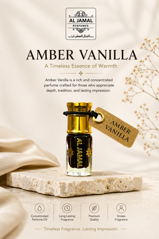 AL JAMAL Amber Vanilla Attar Oil 3ml | Made With Natural Ingredients | Long Lasting