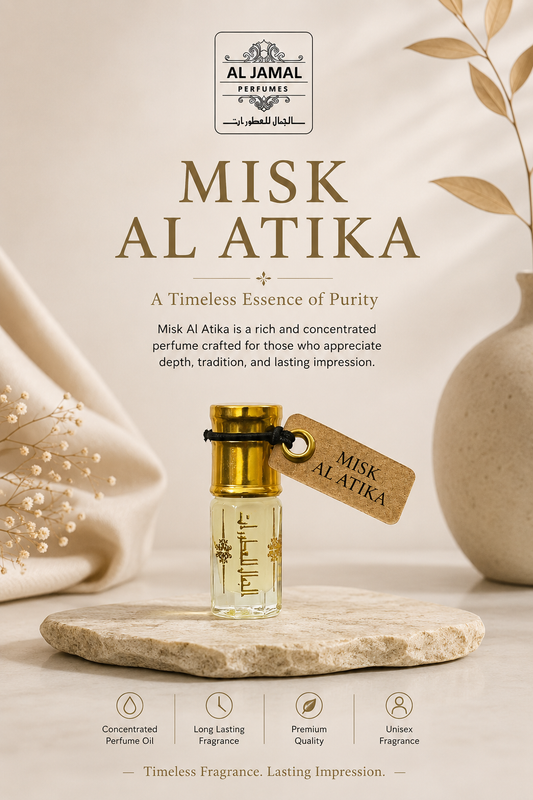 AL JAMAL Misk Al Atika Attar Oil 3ml | Made With Natural Ingredients | Long Lasting