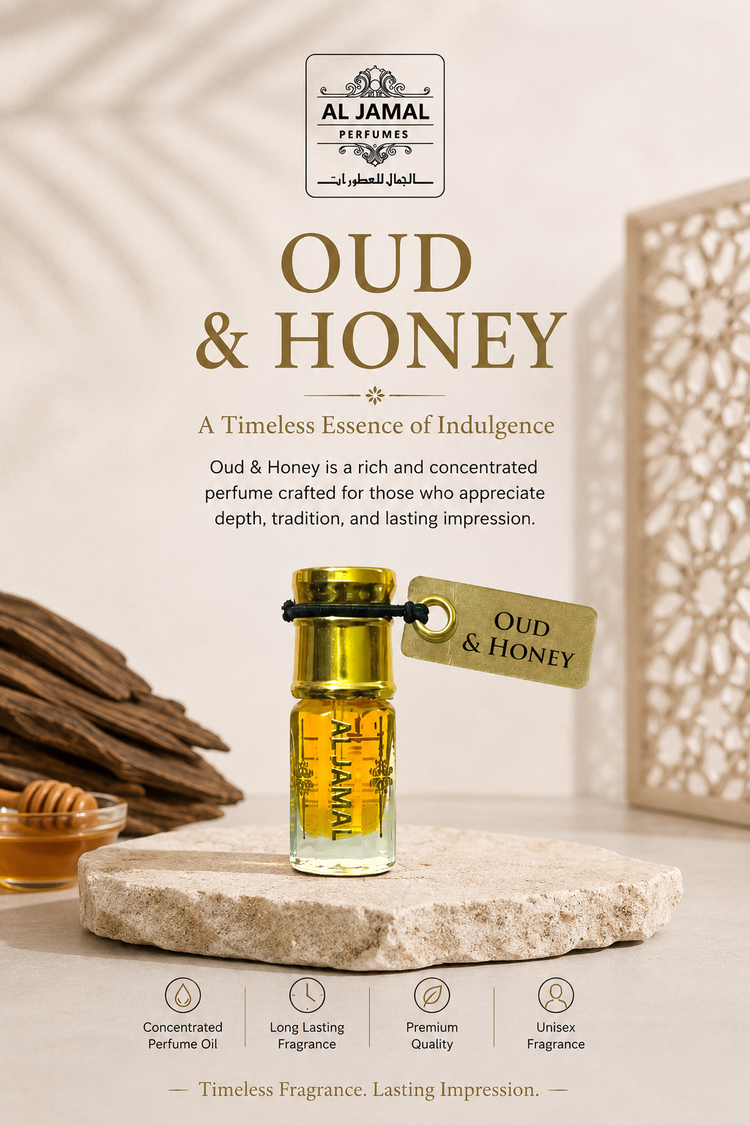 AL JAMAL Oud & Honey Attar Oil 3ml | Made With Natural Ingredients | Long Lasting