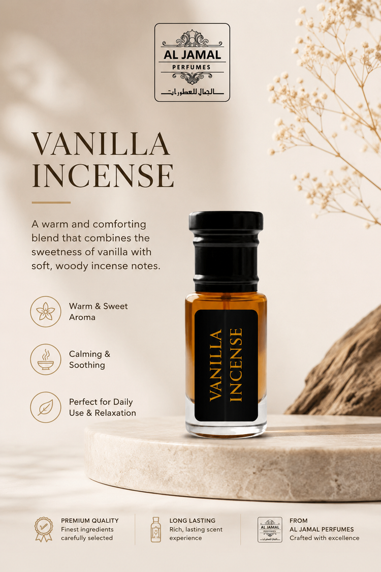 AL JAMAL Vanilla incense Attar Oil 3ml | Made With Natural Ingredients | Long Lasting
