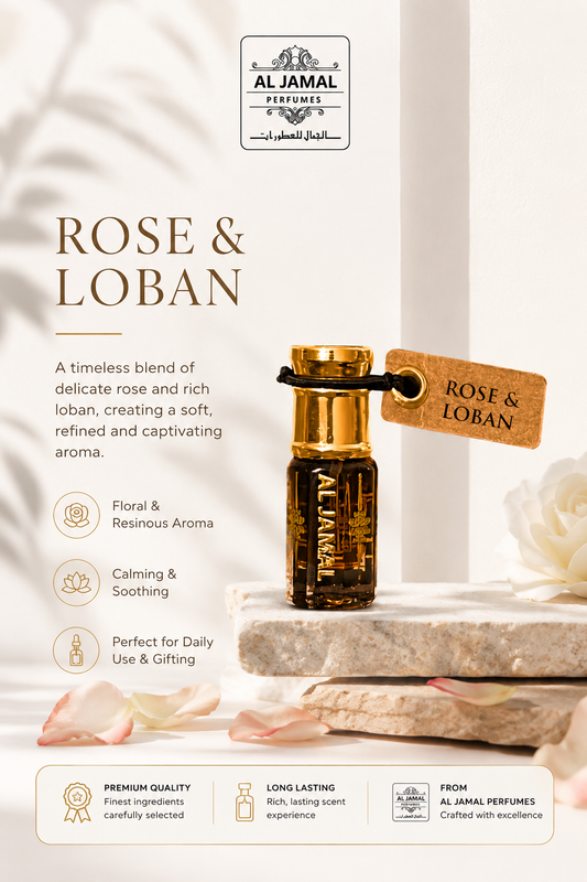 AL JAMAL Rose & Loban Attar Oil 3ml | Made With Natural Ingredients | Long Lasting