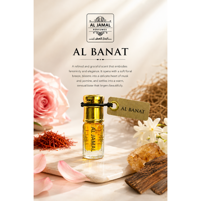 AL JAMAL Al Banat Attar Oil 3ml | Made With Natural Ingredients | Long Lasting