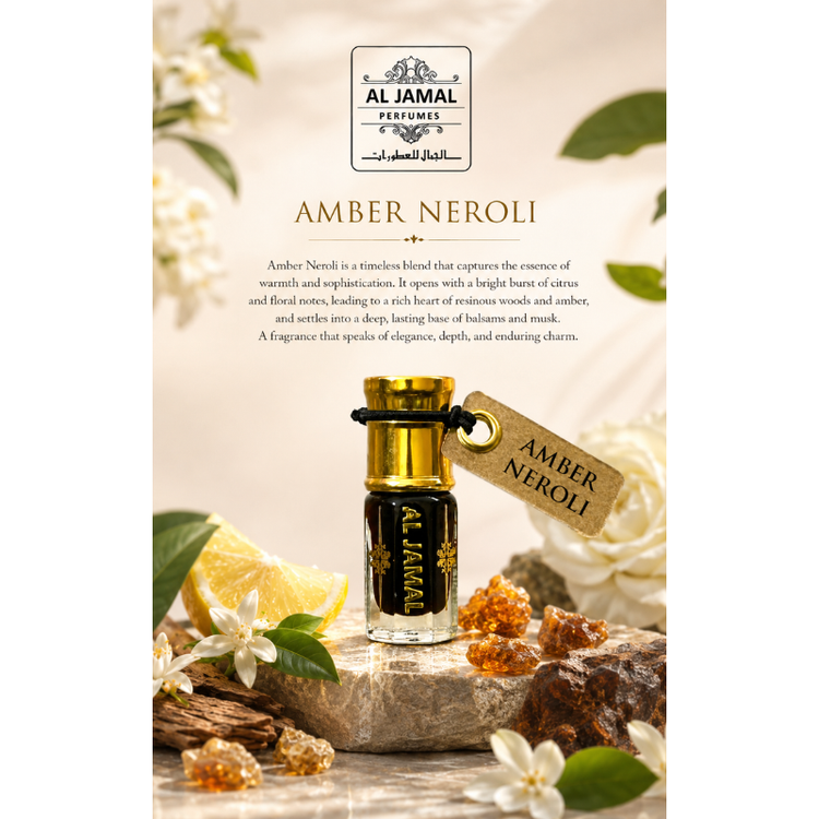AL JAMAL Amber Neroli Attar Oil 3ml | Made With Natural Ingredients | Long Lasting