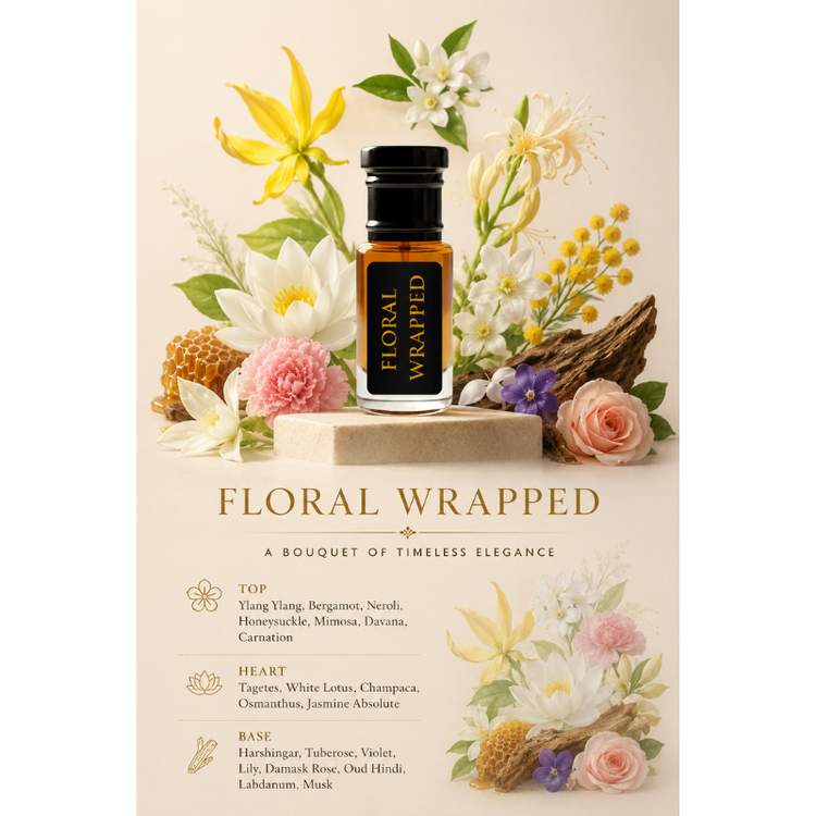 AL JAMAL Floral Wrapped Attar Oil 3ml | Made With Natural Ingredients | Long Lasting