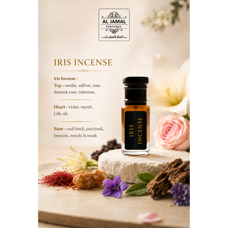 AL JAMAL Iris Incense Attar Oil 3ml | Made With Natural Ingredients | Long Lasting