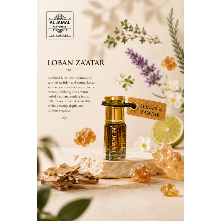 AL JAMAL Loban & Za'atar Attar Oil 3ml | Made With Natural Ingredients | Long Lasting