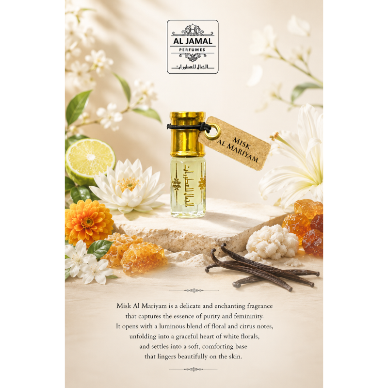 AL JAMAL Misk Al Mariyam Attar Oil 3ml | Made With Natural Ingredients | Long Lasting