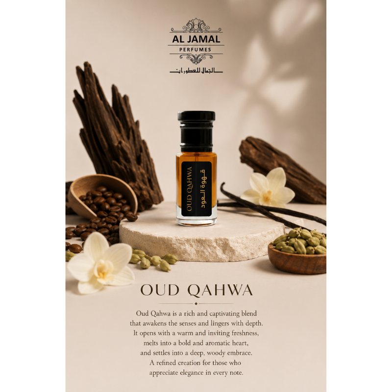 AL JAMAL OUD QAHWA Attar Oil 3ml | Made With Natural Ingredients | Long Lasting