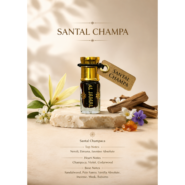 AL JAMAL Santal Champa Attar Oil 3ml | Made With Natural Ingredients | Long Lasting