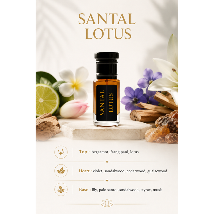 AL JAMAL Santal Lotus Attar Oil 3ml | Made With Natural Ingredients | Long Lasting