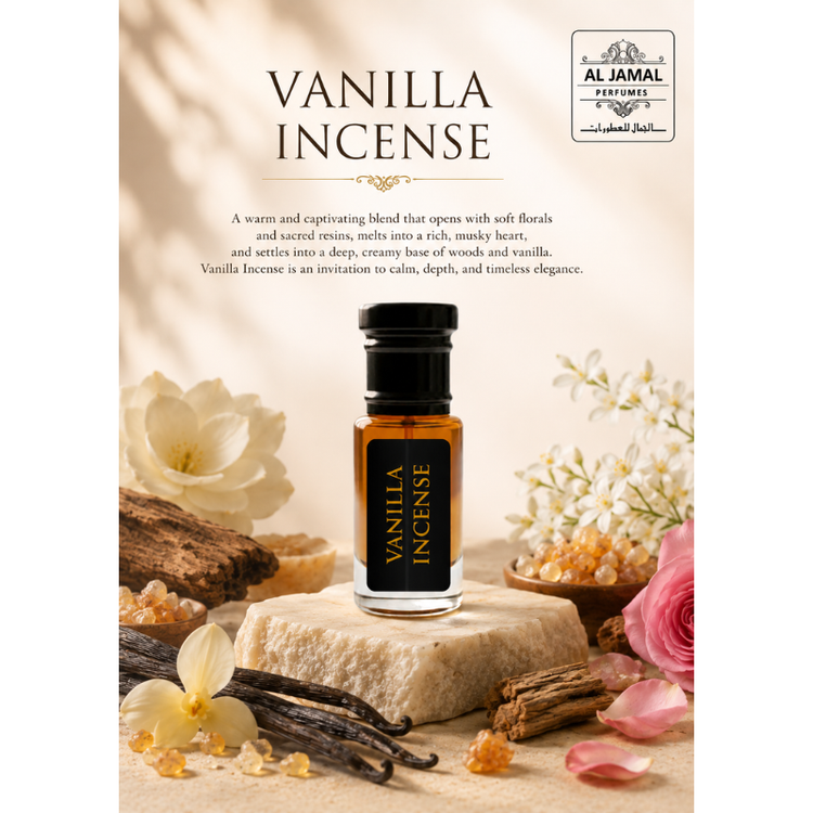 AL JAMAL Vanilla incense Attar Oil 3ml | Made With Natural Ingredients | Long Lasting